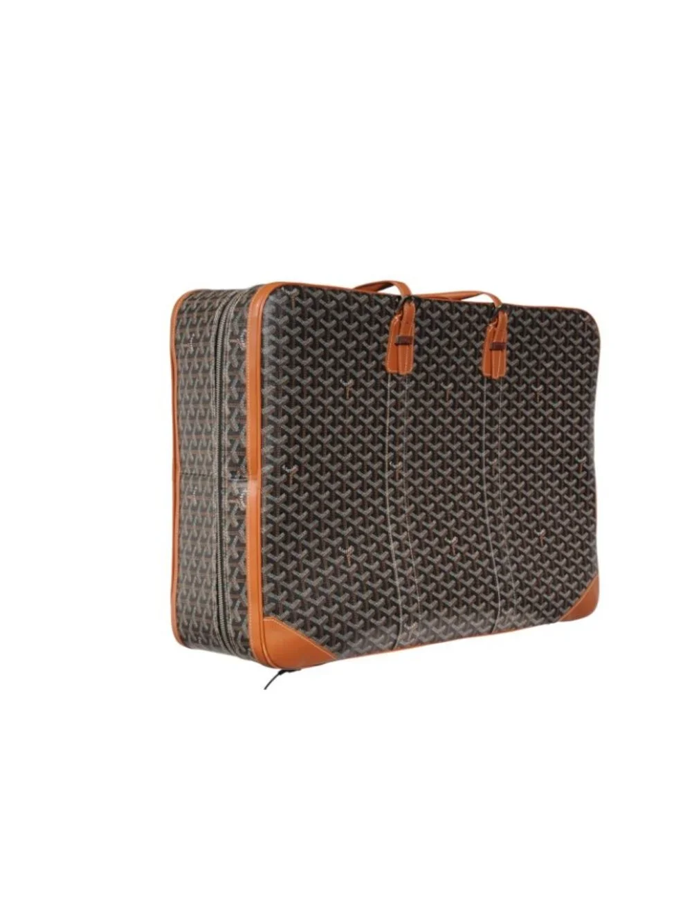 Goyard Brown Goyardine Canvas Leather Majordome 60 Travel Luggage Trunk Bag